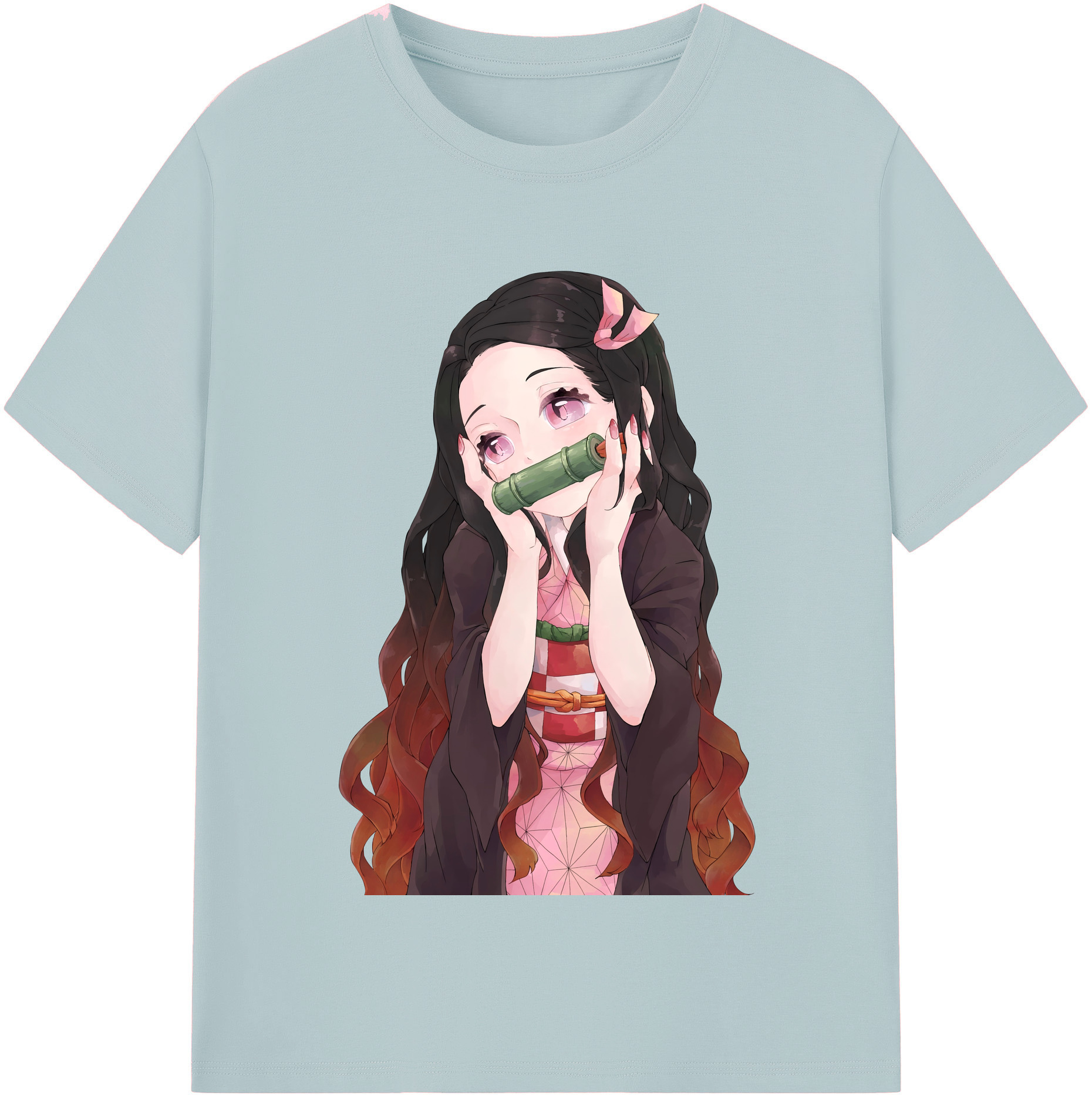 （画像用） 鬼滅の刃（きめつのやいば）竈門 禰󠄀豆子／かまど ねずこ Kamado Nezuko 綿100％半袖Tシャツ（フロントプリント）